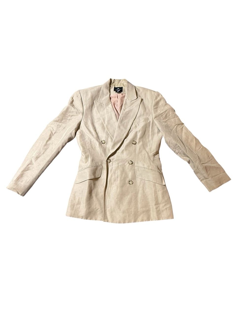 The Limited Linen Blend Double Breasted Blazer Jacket Cream Beige Tan Size 4